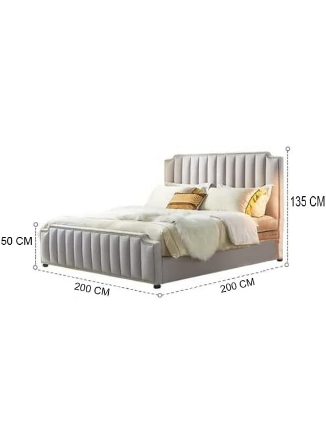 Aroma Homes Bedroom Furniture Queen King size Home Hotel upholstered Fabric bed With medical mattress (200 x 200cm) - Image 2